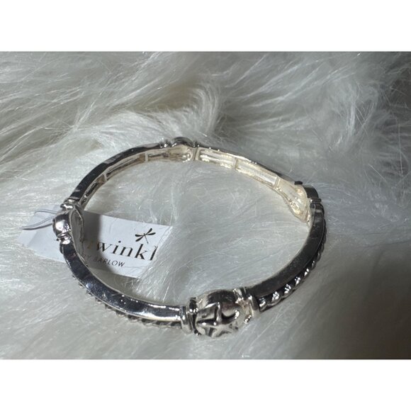 Periwinkle By Barlow Silver-Tone Starfish Bracelet & Black Crystal Stretch Ring - Picture 5 of 10
